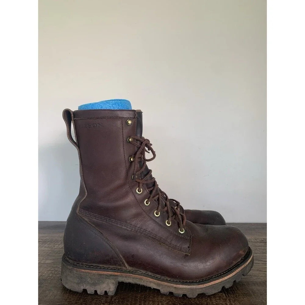 VTG Filson Highlander Brown Leather Hunting Boots Vibram Soles Made USA 9 D